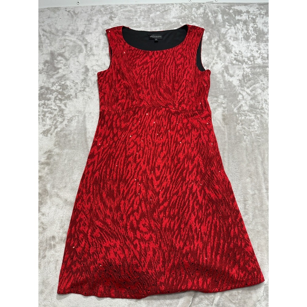 Connected Apparel Dress Womens Size 12 Red Sleeveless Lined Sparkling‎ EUC